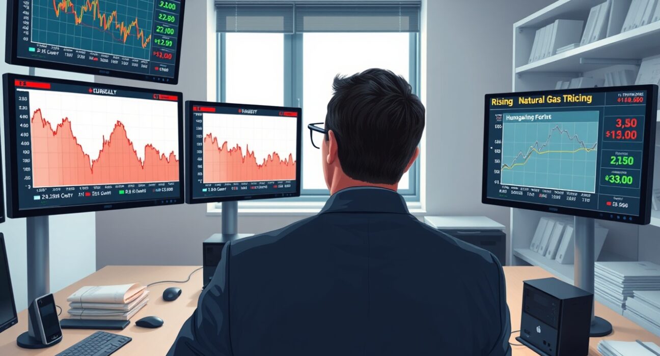 Financial analyst monitoring CEE currency pressures from inflation and energy market shocks in 2025