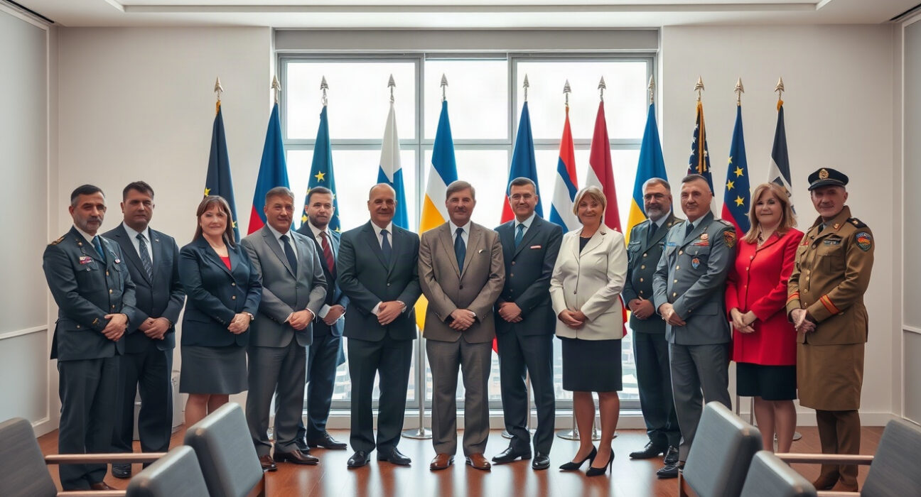CEE officials and military personnel in a meeting, showing regional support for Ukraine