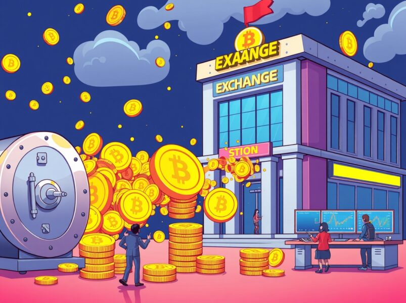 Ceffu Bitcoin transfer illustration showing digital assets moving between institutional custody and major exchange