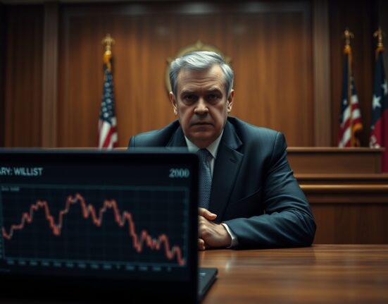 Courtroom scene with former Celsius CEO Alex Mashinsky at defendant table