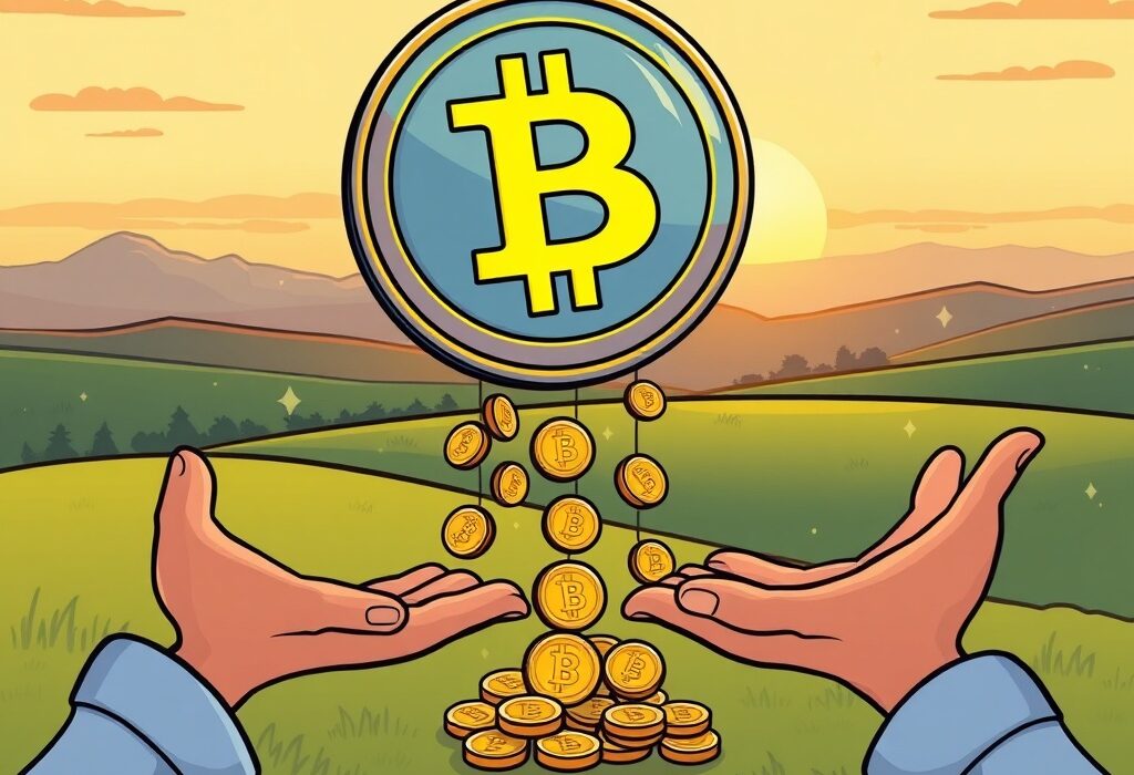 Illustration of digital assets being distributed, symbolizing the significant Celsius payout to creditors and the ongoing recovery process.