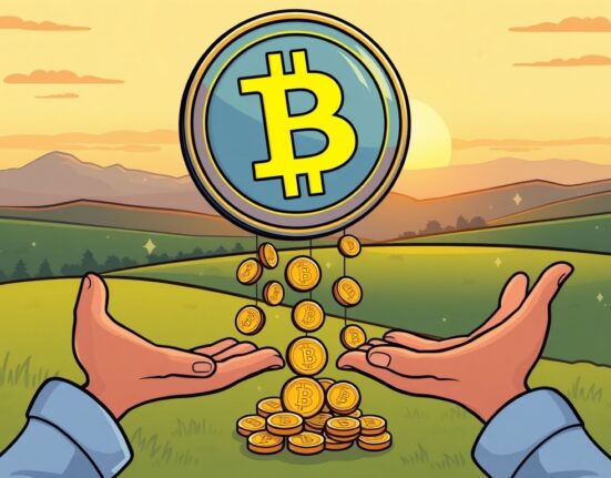 Illustration of digital assets being distributed, symbolizing the significant Celsius payout to creditors and the ongoing recovery process.