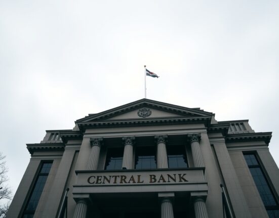 Exterior view of a central bank building under overcast sky, representing monetary policy shifts.