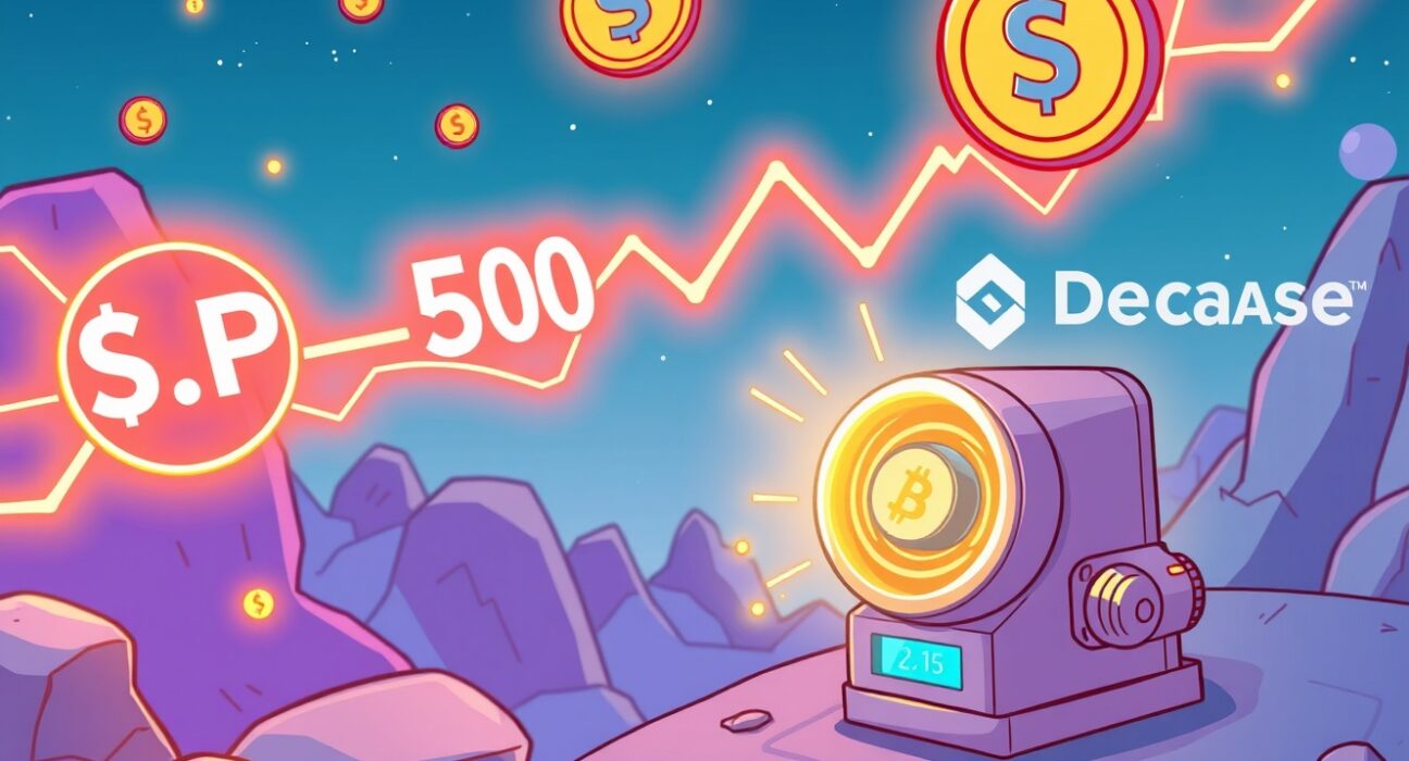 A vibrant cartoon shows the Centrifuge S&P 500 fund bridging traditional finance with DeFi on the Base network.