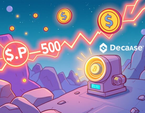 A vibrant cartoon shows the Centrifuge S&P 500 fund bridging traditional finance with DeFi on the Base network.