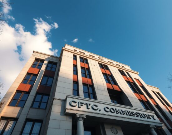 Exterior of the US CFTC headquarters building in Washington, DC on a sunny day