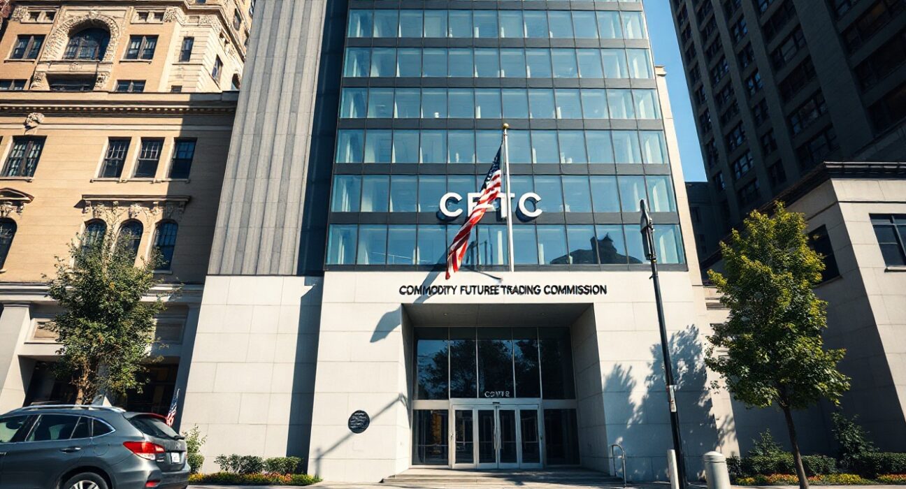 Exterior of the CFTC headquarters building in Washington, D.C., on a sunny day
