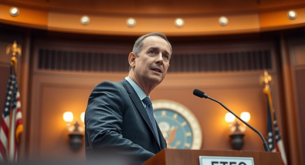 CFTC Chairman Mike Selig speaking at a Senate hearing on crypto regulation