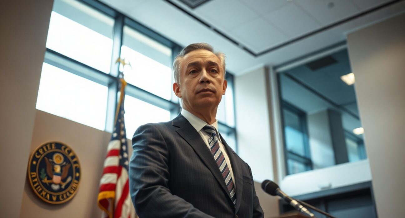 CFTC Chairman Mike Selig speaking at a press conference in Washington, DC.