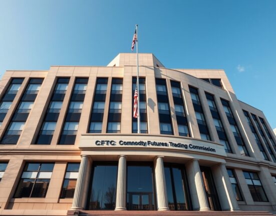 Exterior of the CFTC headquarters in Washington, D.C., under clear daylight.