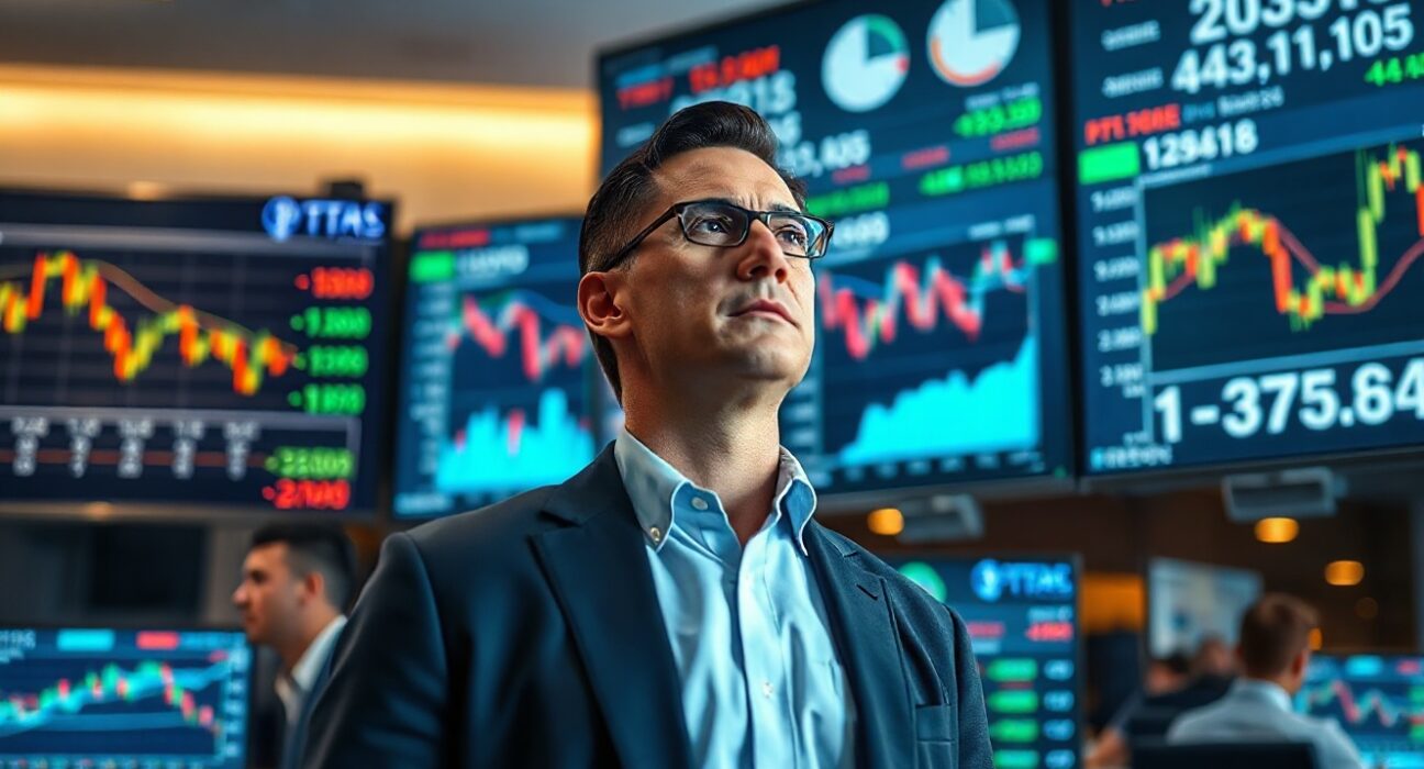 Trader monitoring market screens in a financial office, representing Kalshi's prediction market operations under regulatory oversight.