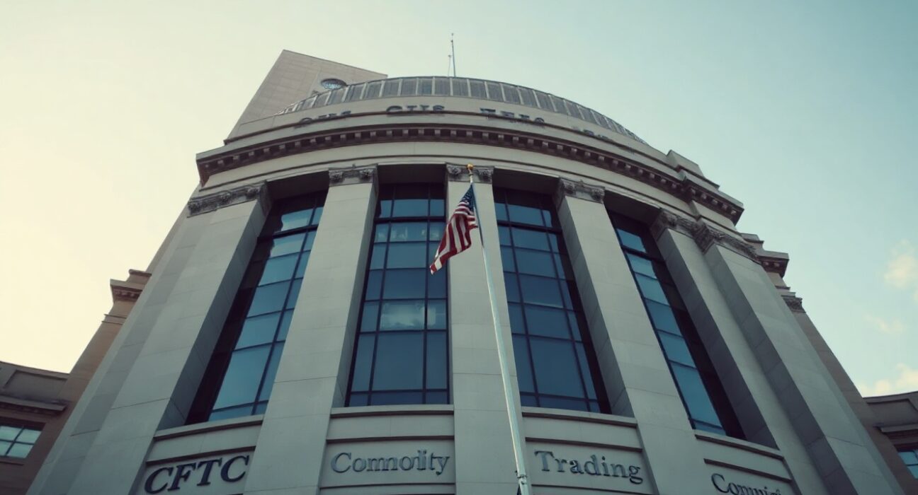 Exterior of the CFTC headquarters building in Washington, D.C., under clear skies