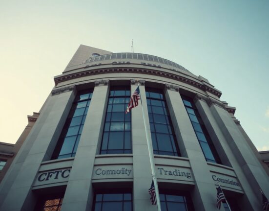 Exterior of the CFTC headquarters building in Washington, D.C., under clear skies