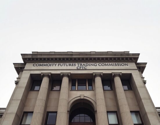 Exterior view of the US Commodity Futures Trading Commission headquarters building in Washington, DC.
