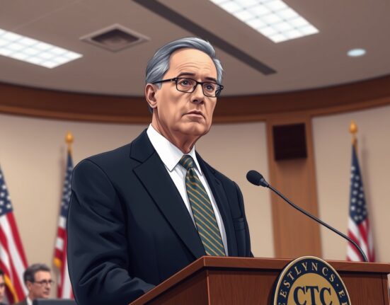 CFTC Chairman Michael Selig asserting federal authority over prediction markets regulation during official proceedings.