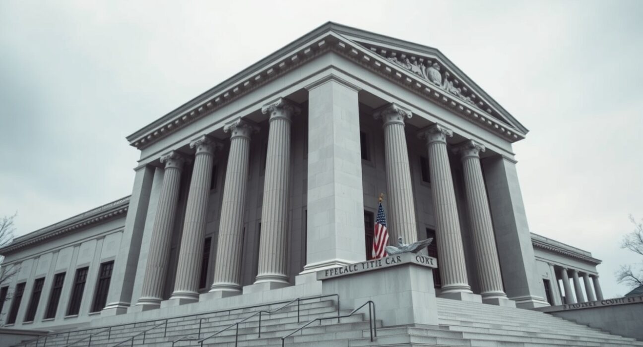 Exterior of a federal courthouse in Washington, D.C., symbolizing the legal dispute over prediction market regulation.