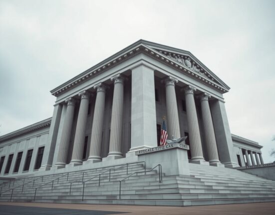 Exterior of a federal courthouse in Washington, D.C., symbolizing the legal dispute over prediction market regulation.