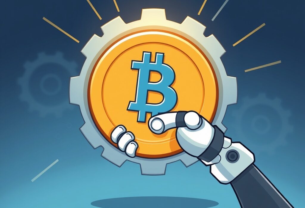 A cartoon robot hand temporarily pausing CFX Suspension for a crucial mainnet upgrade, indicating necessary maintenance on a crypto exchange.