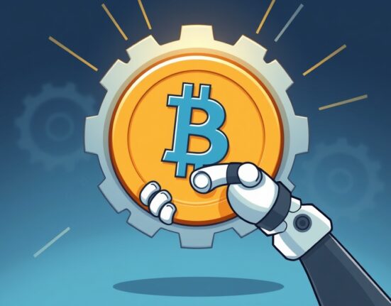 A cartoon robot hand temporarily pausing CFX Suspension for a crucial mainnet upgrade, indicating necessary maintenance on a crypto exchange.