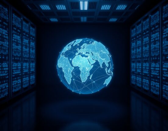 Global financial network visualization representing Chainalysis prediction on massive stablecoin transaction growth.