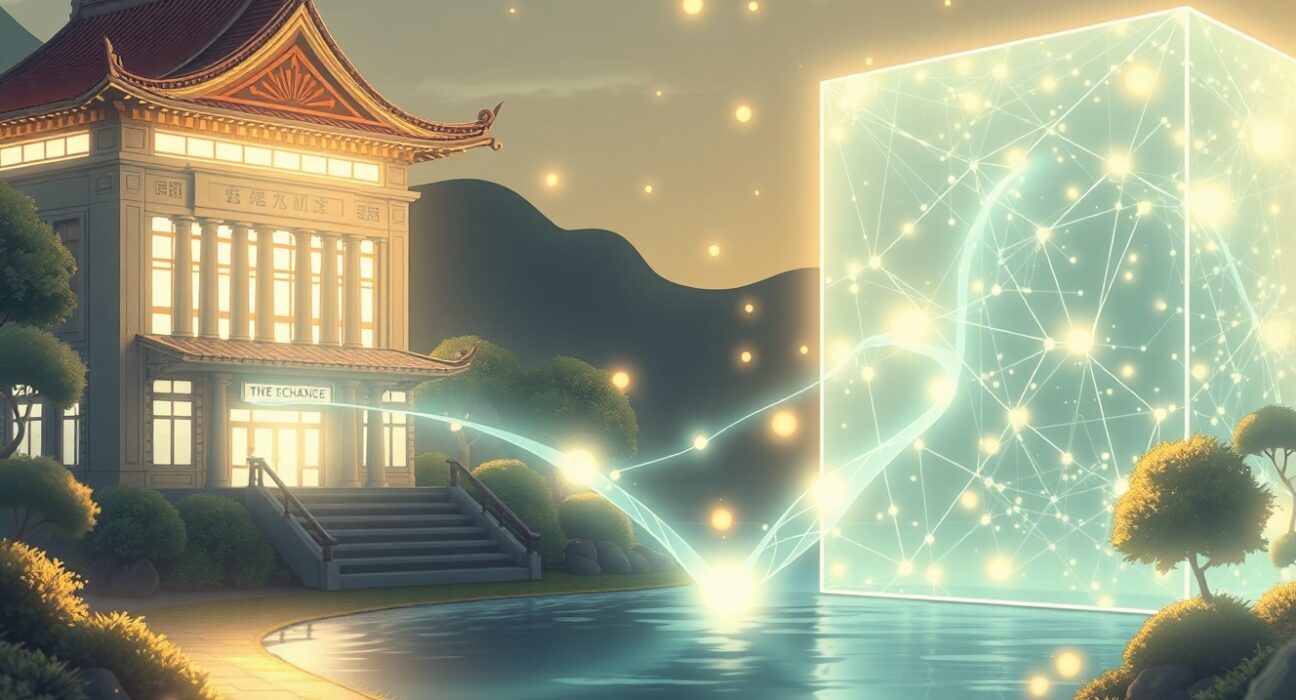 Chainlink data streams connecting traditional stock markets to blockchain infrastructure for continuous trading.