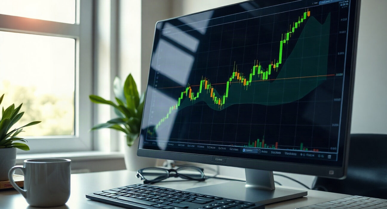Chainlink price chart showing an upward trend on a trading screen