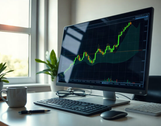 Chainlink price chart showing an upward trend on a trading screen