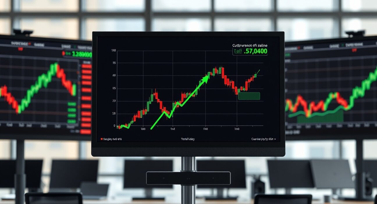 Cryptocurrency charts showing stabilization on trading screens