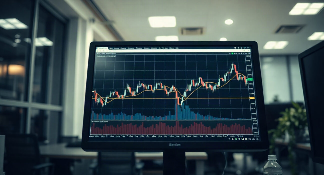Chainlink (LINK) price chart near 200-day EMA on a trading screen