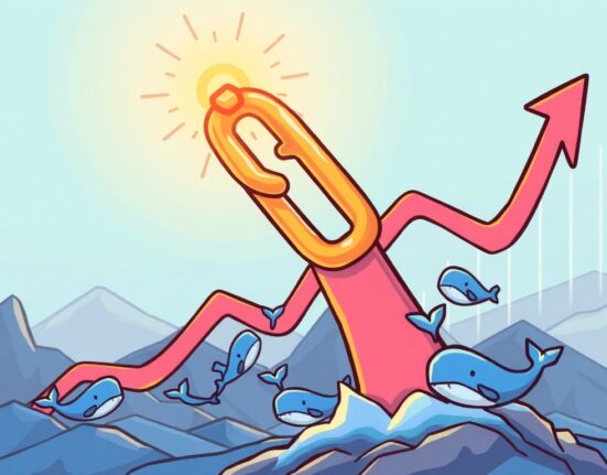 A visual representation of Chainlink price growth, showing LINK tokens soaring high, indicating a strong Chainlink rally.