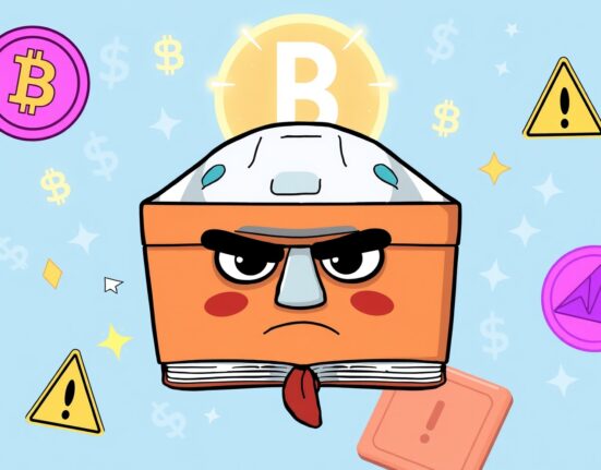 Changpeng Zhao autobiography scam warning showing fake AI-generated book with blockchain security symbols