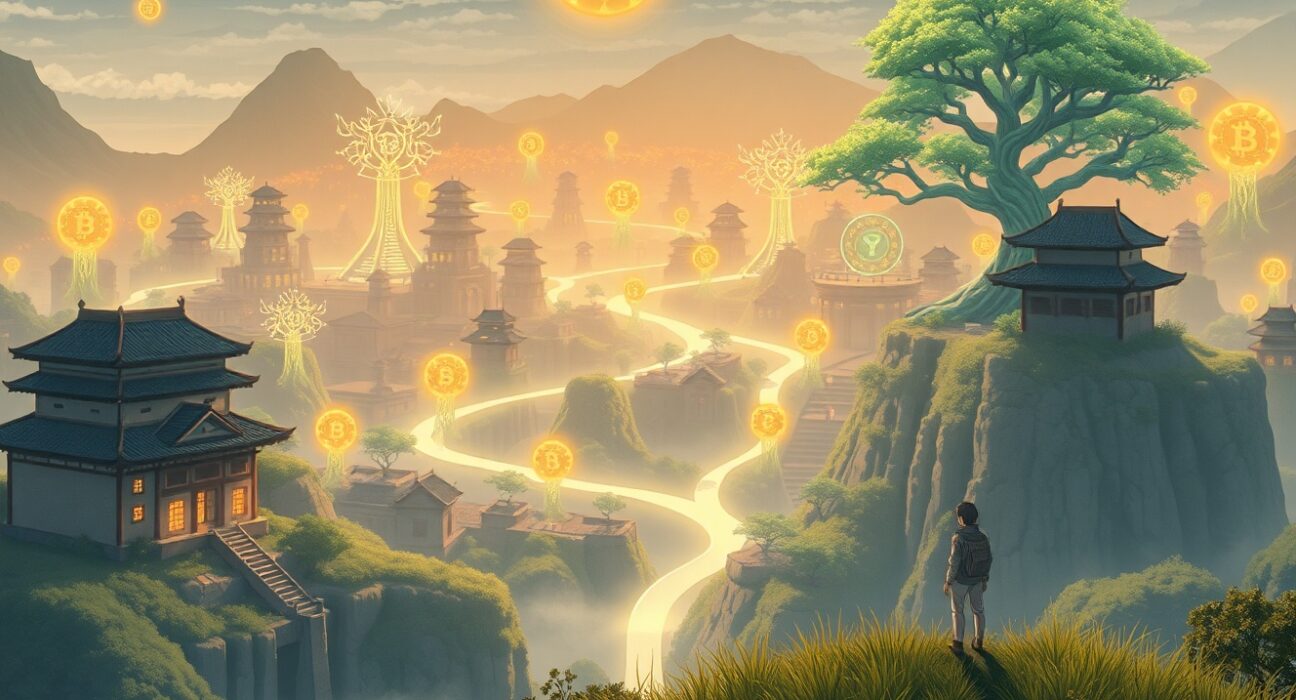 Changpeng Zhao discussing key cryptocurrency trends like asset tokenization at the World Economic Forum.