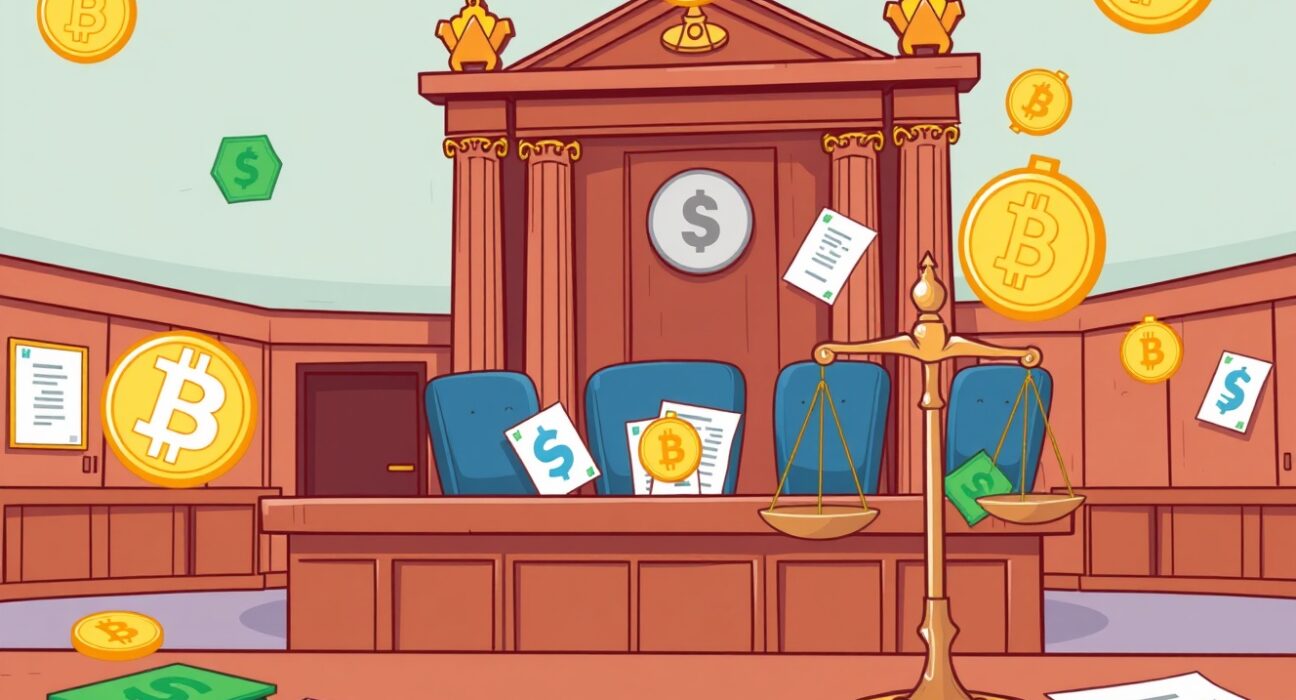 Changpeng Zhao lawsuit illustration showing cryptocurrency legal battle over terror financing allegations