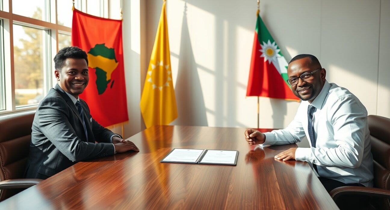 SIGN Foundation and Bhutan NDI representatives sign a memorandum of understanding for Sierra Leone's digital identity platform.