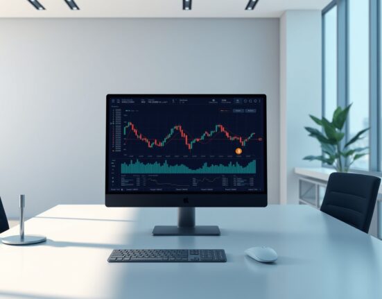Professional trading desk interface showing Charles Schwab's new cryptocurrency trading service for Bitcoin and Ethereum.