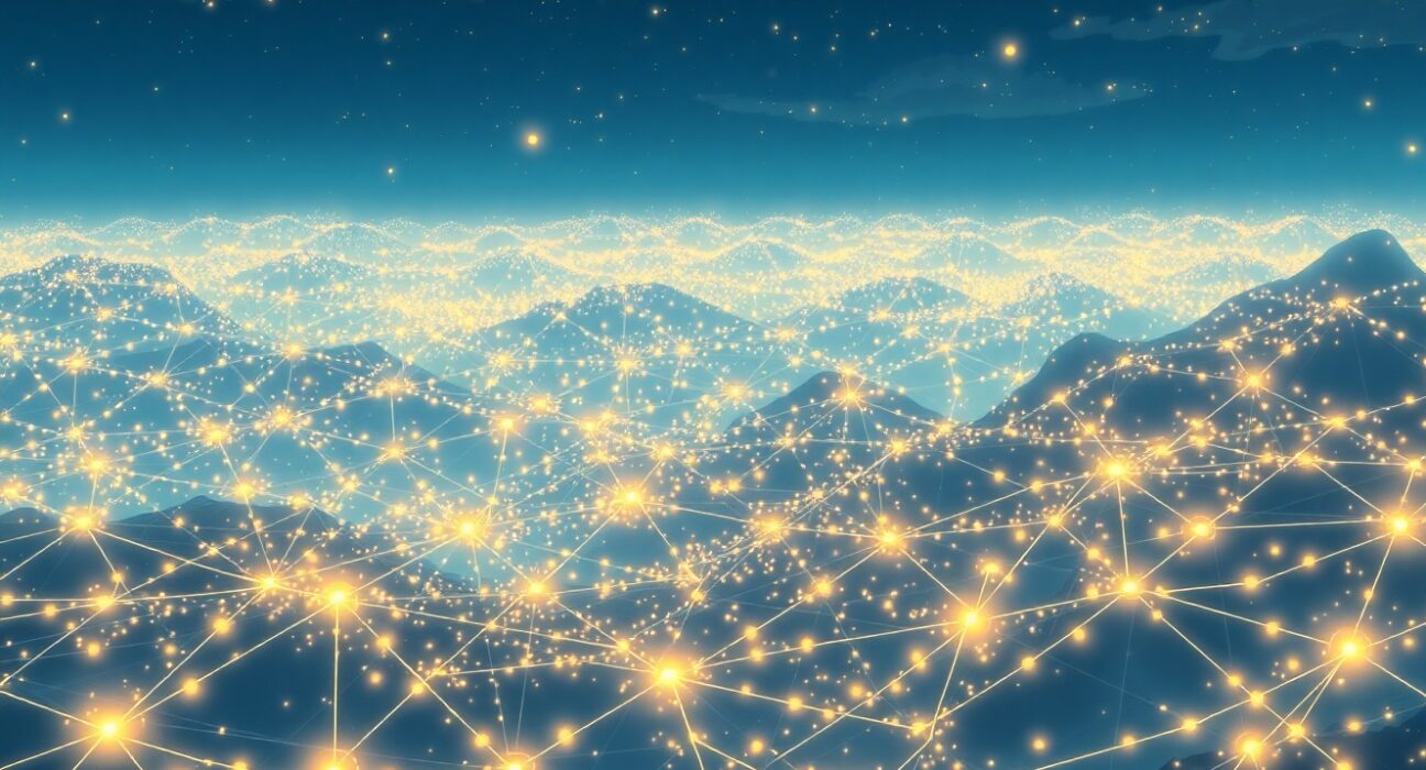 Global network visualization representing ChatGPT reaching 900 million weekly active users and massive AI adoption.