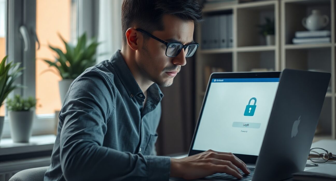 Person checking laptop for AI account security alerts