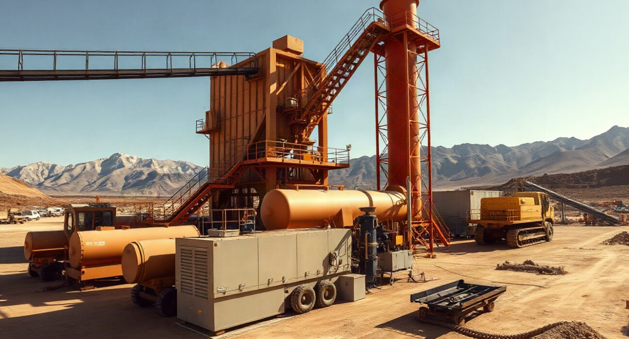 Industrial machinery at a Chilean copper mine under clear sky