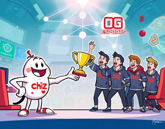 Cartoon illustration of Chiliz's strategic acquisition of OG Esports, highlighting the exciting future of fan tokens in esports.
