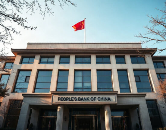 People's Bank of China headquarters in Beijing on a clear day