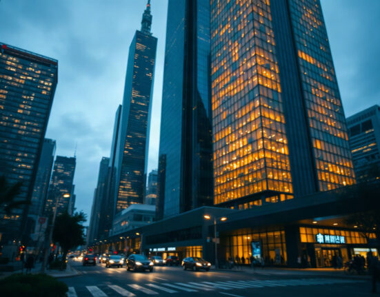 Shanghai financial district skyline at dusk, representing China's economy and credit shift.