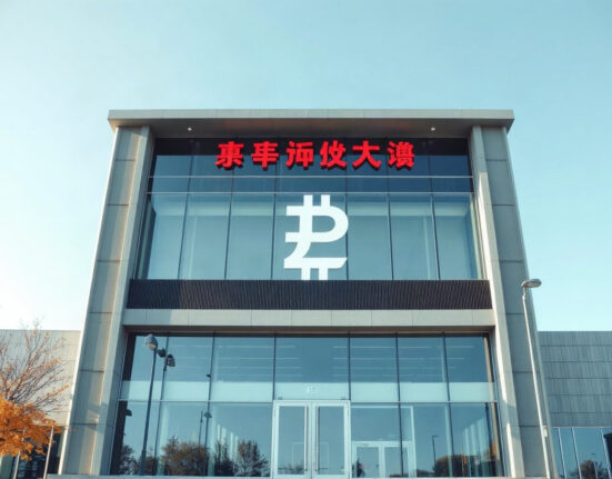 Modern bank building in China representing the expansion of digital yuan services