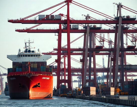 Cargo ships at a Chinese port, representing foreign investment and trade activity