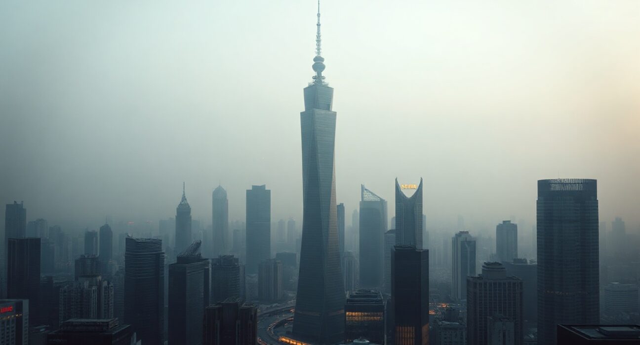 Beijing's Central Business District skyline at dusk, symbolizing China's economic outlook and fiscal policy considerations.