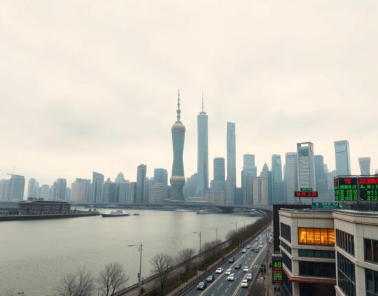 China growth moderation DBS forecast economic slowdown city skyline