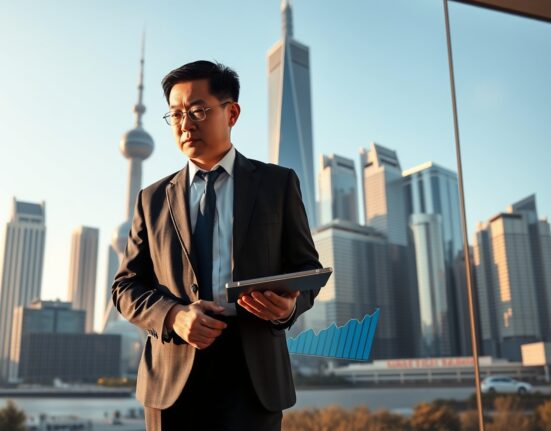 ABN AMRO analysis of China's economic growth and inflation forecasts in Shanghai financial district