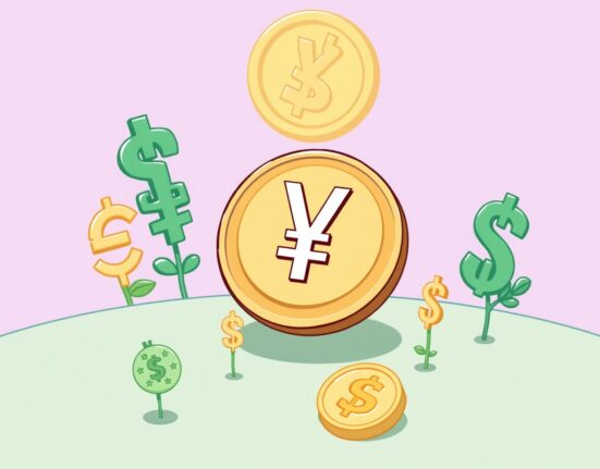 Cartoon showing stable Chinese yuan amidst global currencies, symbolizing steady China interest rates and their broader economic impact.