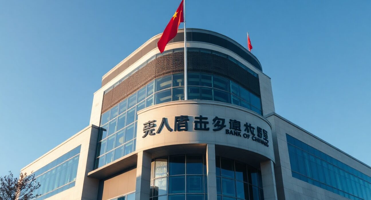 People's Bank of China headquarters in Beijing on a clear day