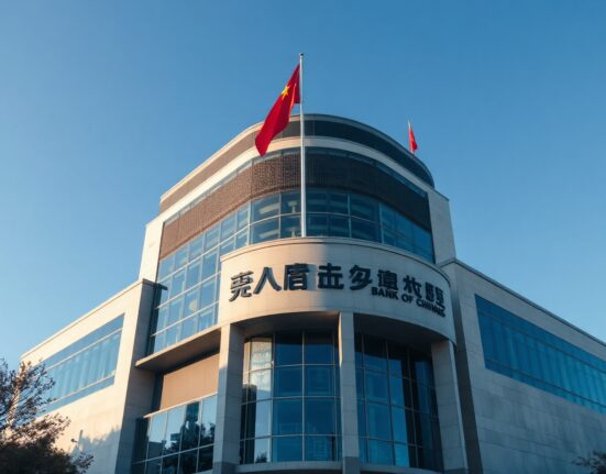 People's Bank of China headquarters in Beijing on a clear day