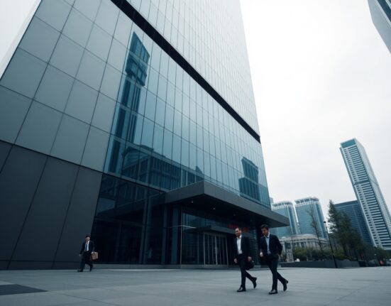 Exterior of a modern financial building in Hong Kong, representing the headquarters of a brokerage under investigation.